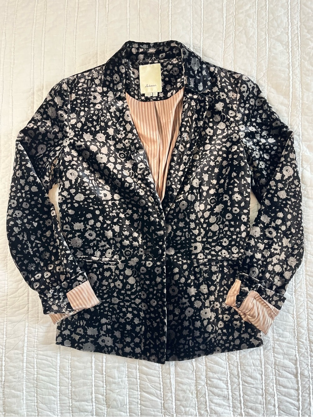 Anthropologie Elevenses Velvet Metallic Floral Blazer Jacket - Like New